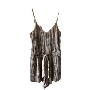 #3687-3 Victoria's Secret Silver Metallic cami shorts romper spaghetti strap